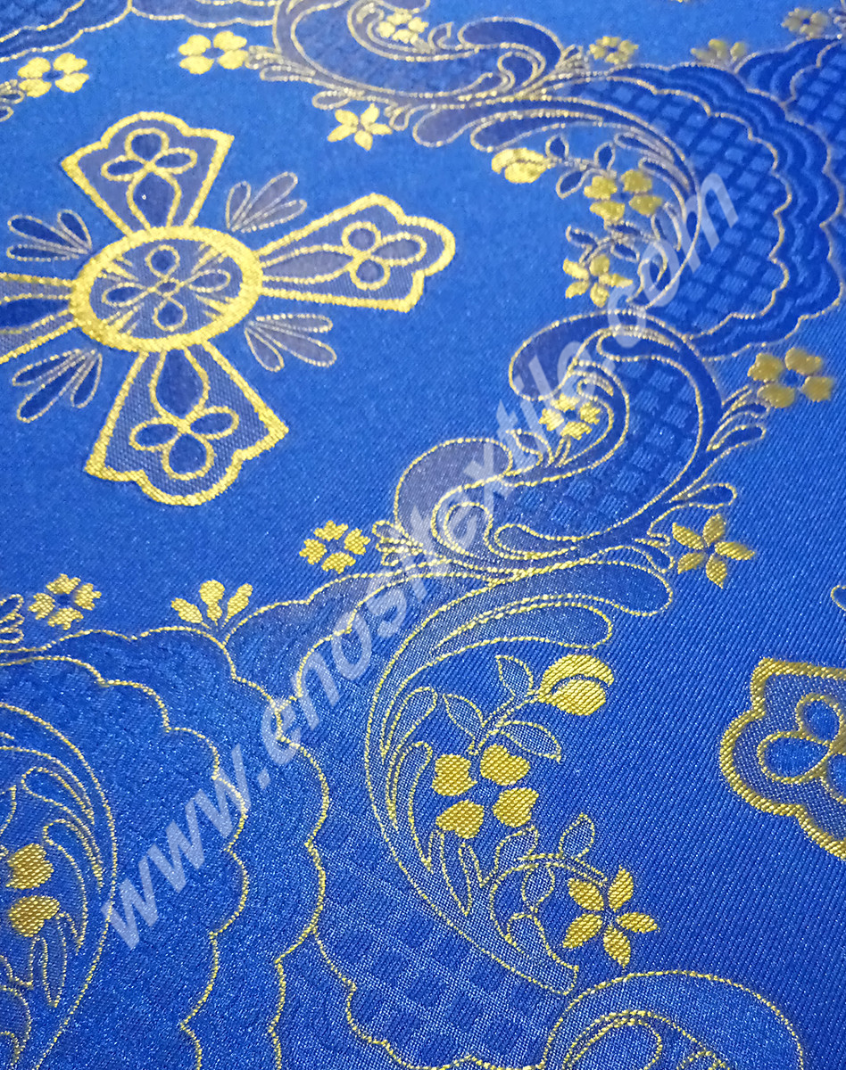 KL-040 Blue-Gold Brocade Fabrics